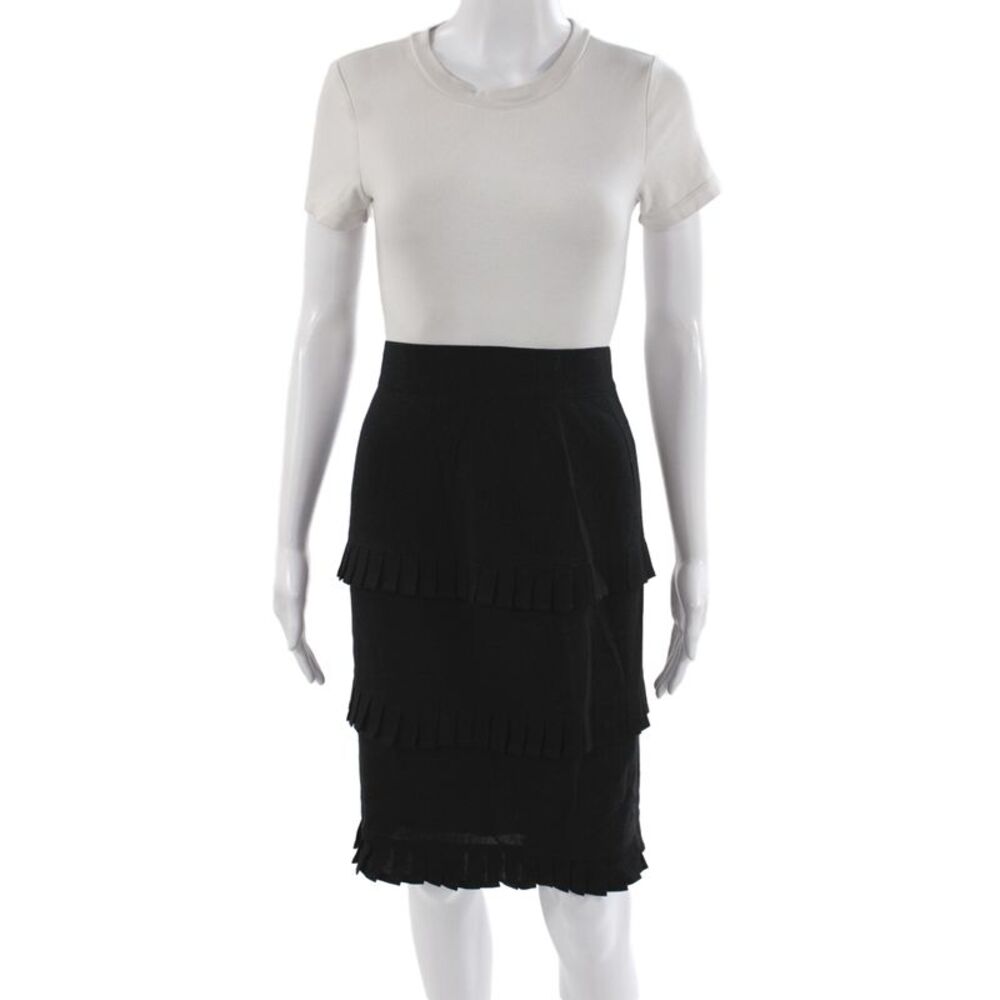 Escada Margaretha Ley Women Black 100% Wool Straight Pencil Skirt Size 36